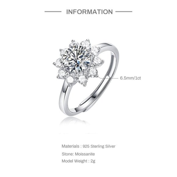 Certified 1ct. t.w. Moissanite Diamond Sunflower Ring NEW - Picture 8 of 13